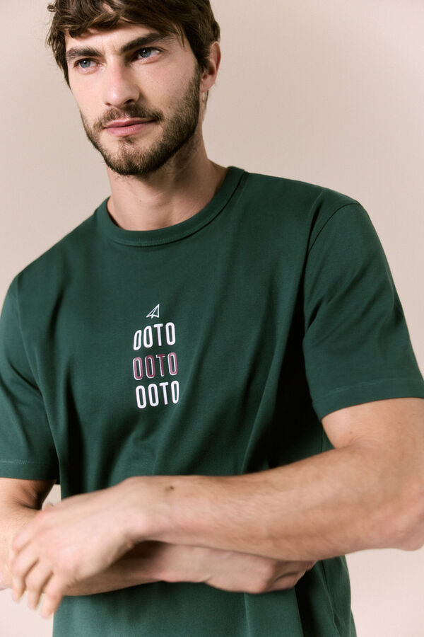 OOTO Washed T-shirt with logo Green