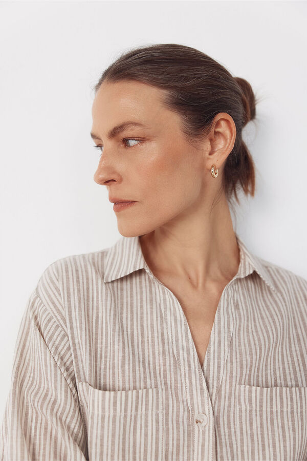 Cortefiel Rustic short sleeve shirt Printed brown