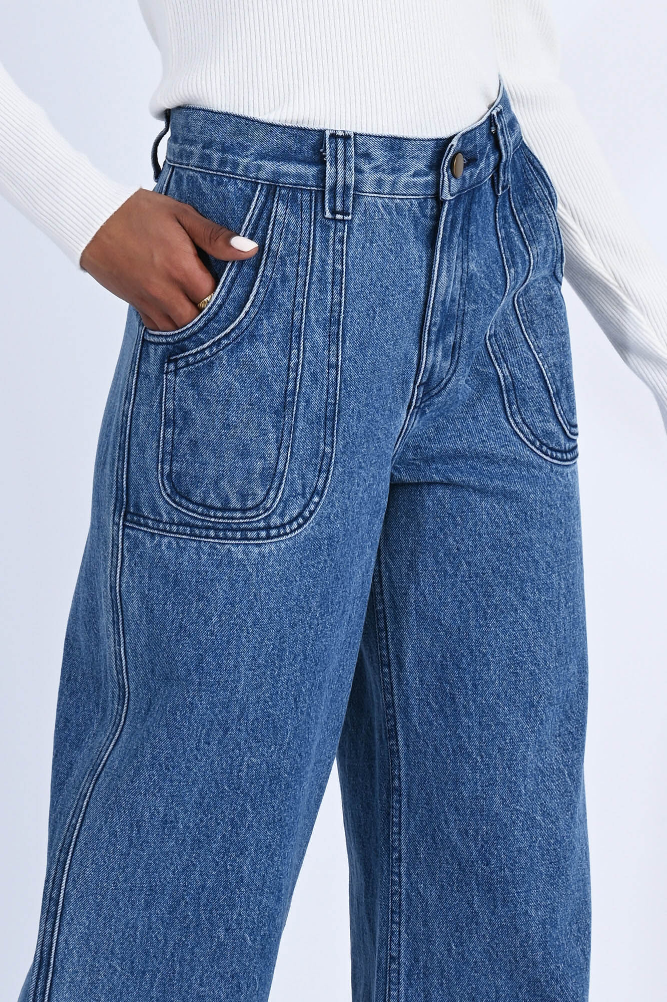 Pantalones vaqueros de tiro discount alto