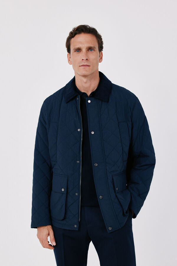 Cortefiel Diamond quilted jacket Navy