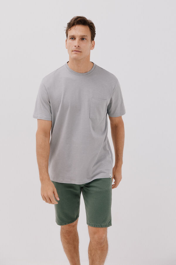 Cortefiel Plain slub t-shirt Grey