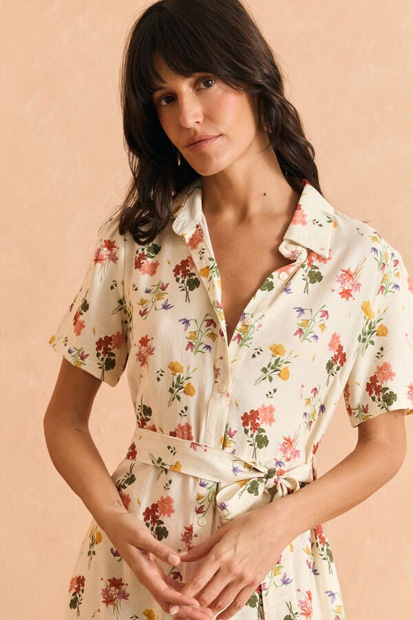 Pol&iacute;n Et Moi Vestido midi Cintia Ecru