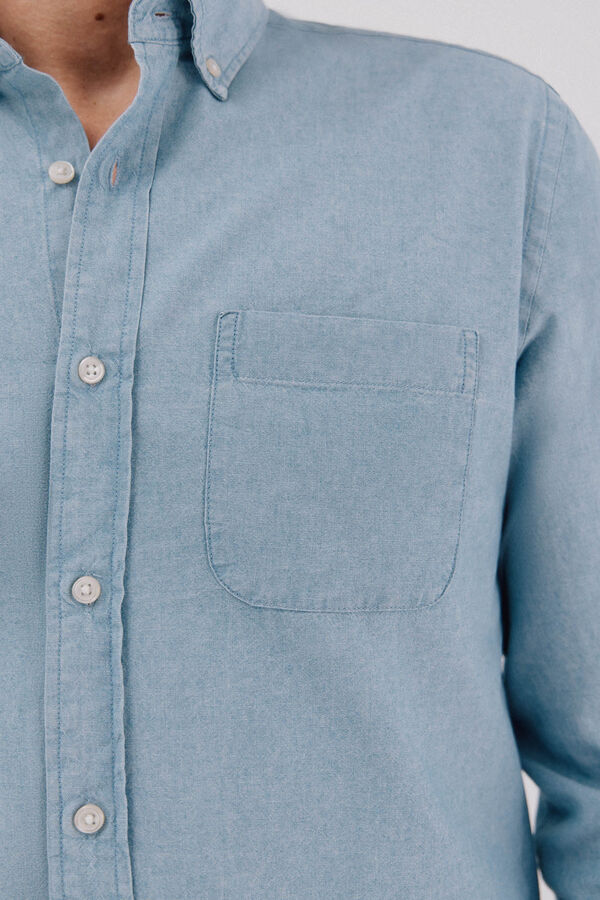 Cortefiel Denim shirt with pocket Navy