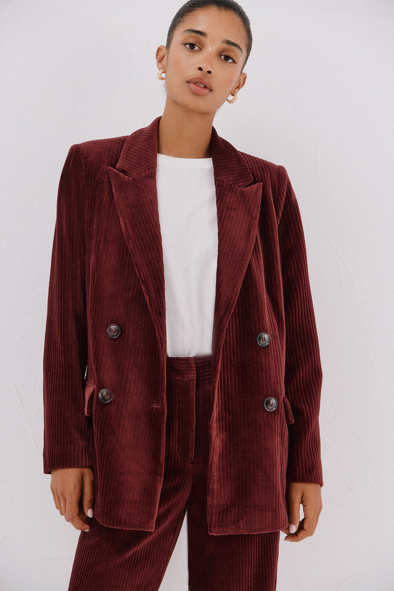 Cortefiel Women's double- corduroy blazer