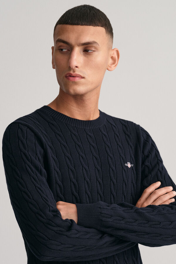 Gant Camisola de algodão com gola redonda Azul