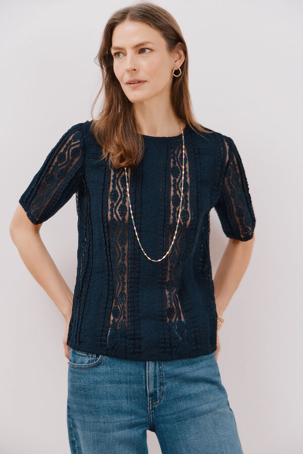Cortefiel Lace top Navy