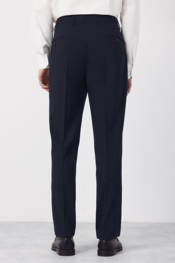 Cortefiel Dynamic blue structured trousers Navy