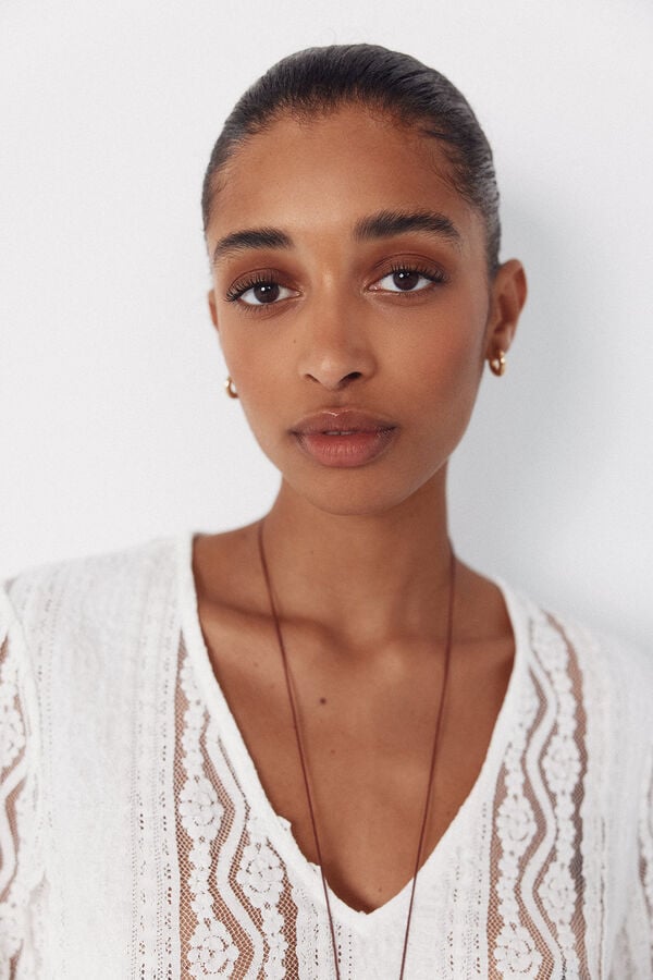 Cortefiel Top fits neckline v White