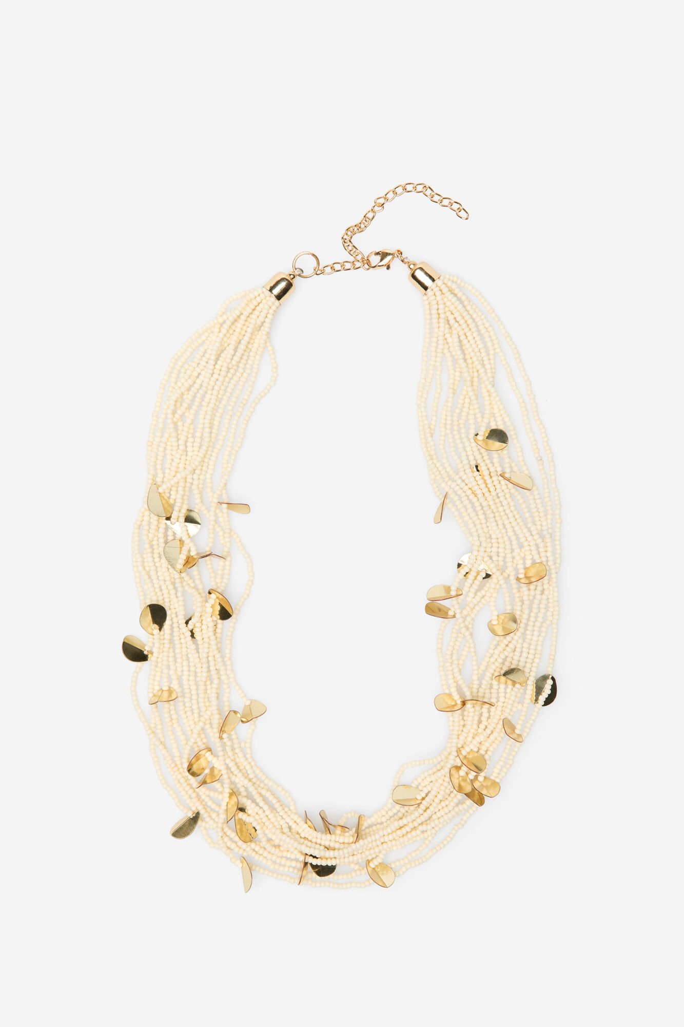 Cortefiel Long necklace of beads and leaves