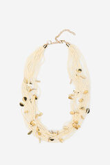 Cortefiel Collar largo de cuentas y hojas Blanco