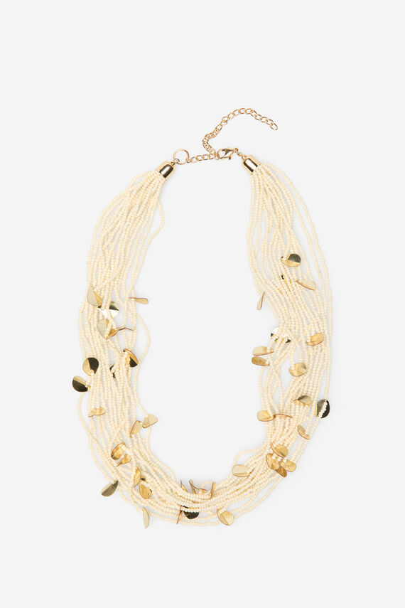 Collar largo de cuentas y hojas