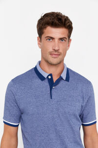 Cortefiel Patterned collar polo shirt Blue
