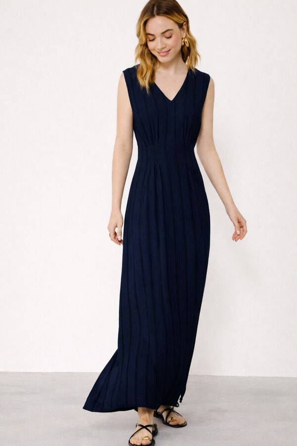 Vila Vestido midi de viscosa Azul marino