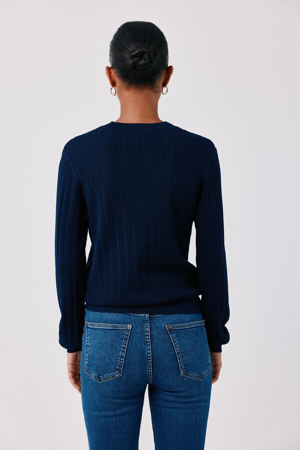 Cortefiel Textured crew neck jumper Navy