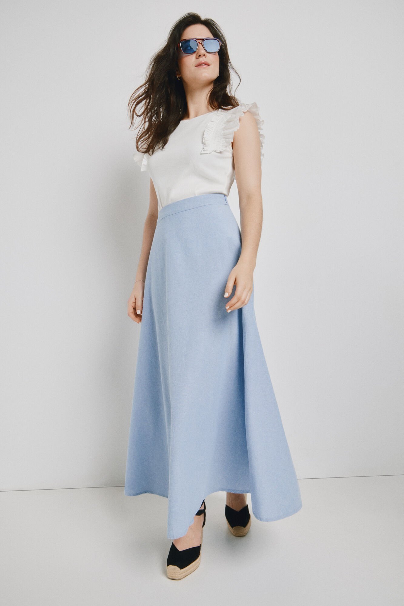 Vero Moda Falda larga de algod&oacute;n