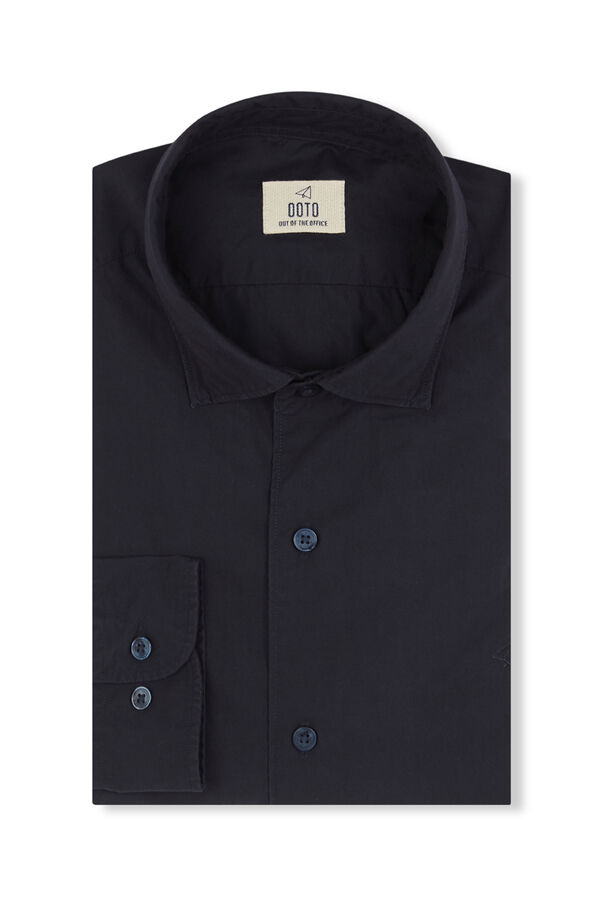 OOTO Camisa de popelina lisa Azul