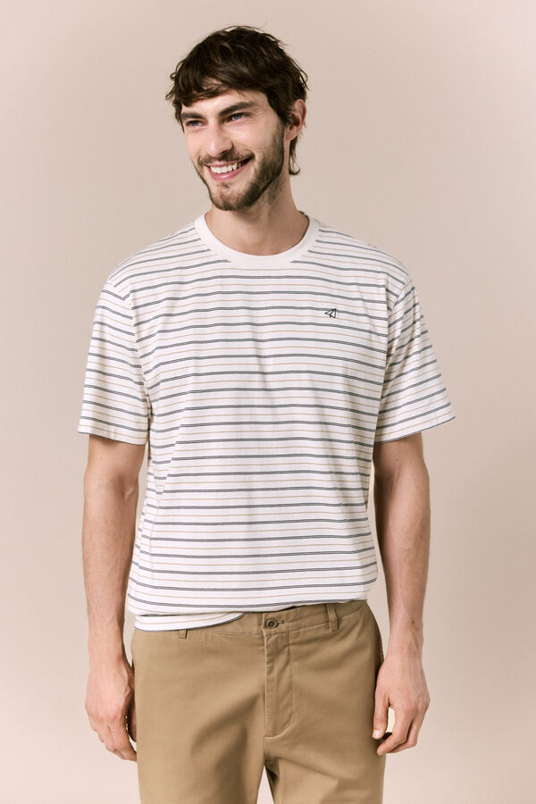 OOTO T-shirt de riscas Ecru