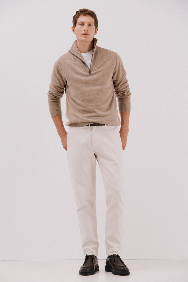 Cortefiel Lambswool wool with open neck Camel