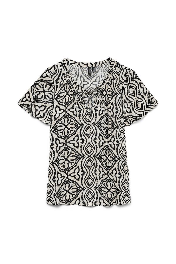 Vero Moda Curve Top de manga corta y cuello pico talla grande Gris