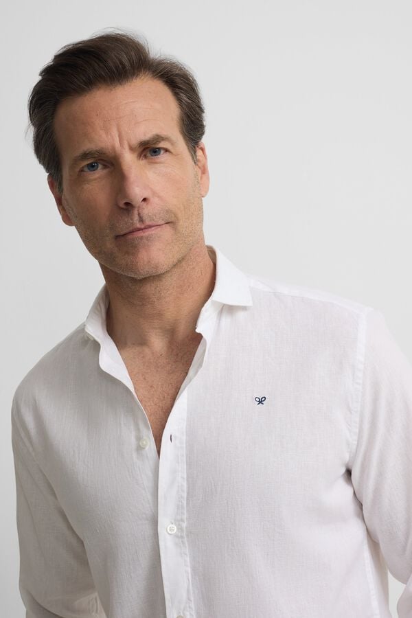 Silbon Camisa sport em linho Branco