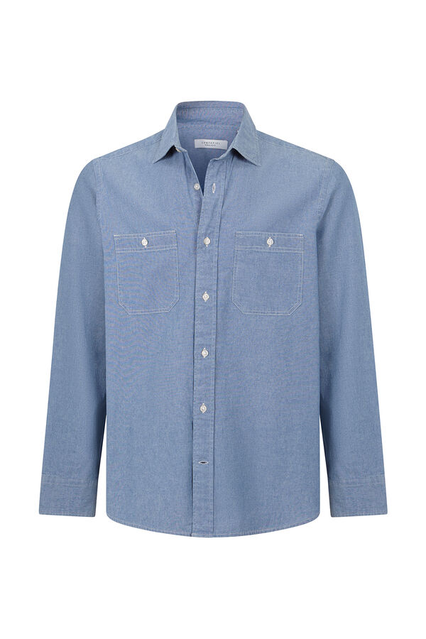 Cortefiel Denim shirt with two pockets Blue