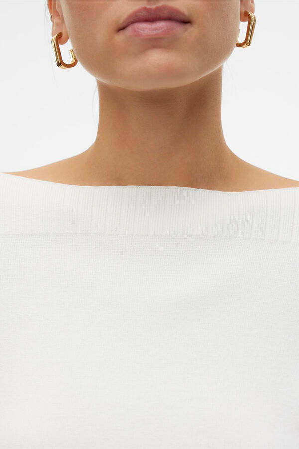 Cortefiel Jersey-knit boat-neck jumper Printed white