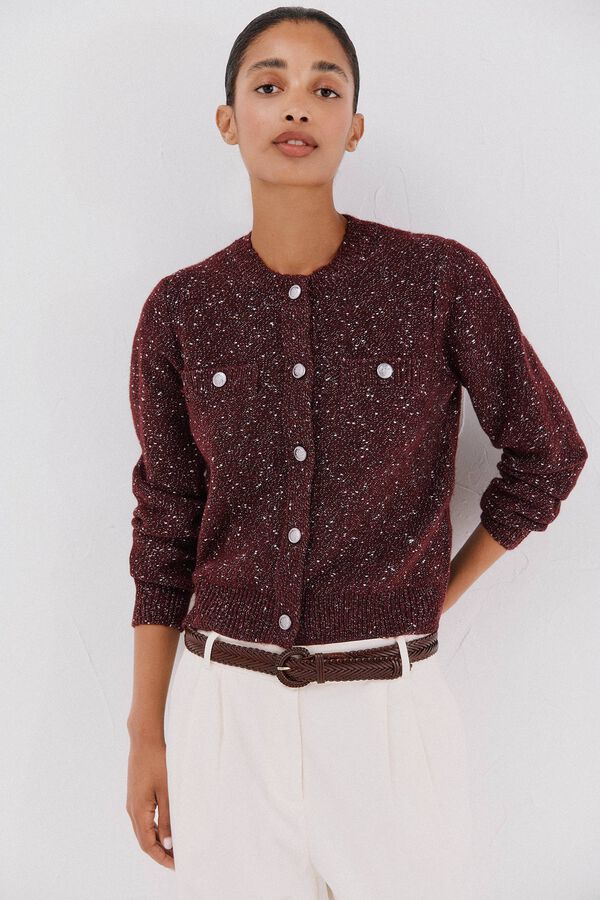 Cortefiel Short jacket with buttons Maroon