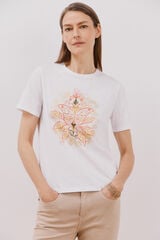 Cortefiel T-shirt estampada Branco