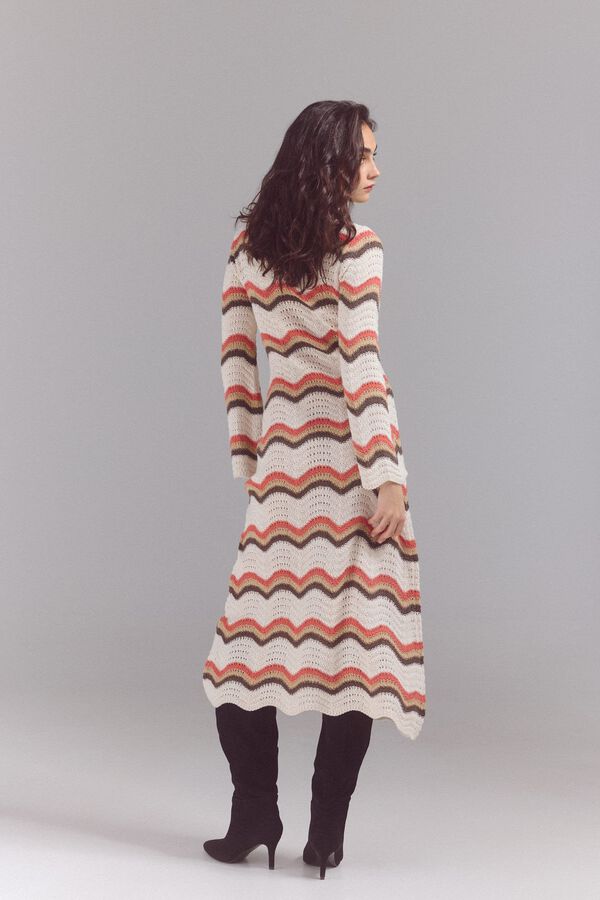 Slowlove Vestido multicolor em malha malha Ecru