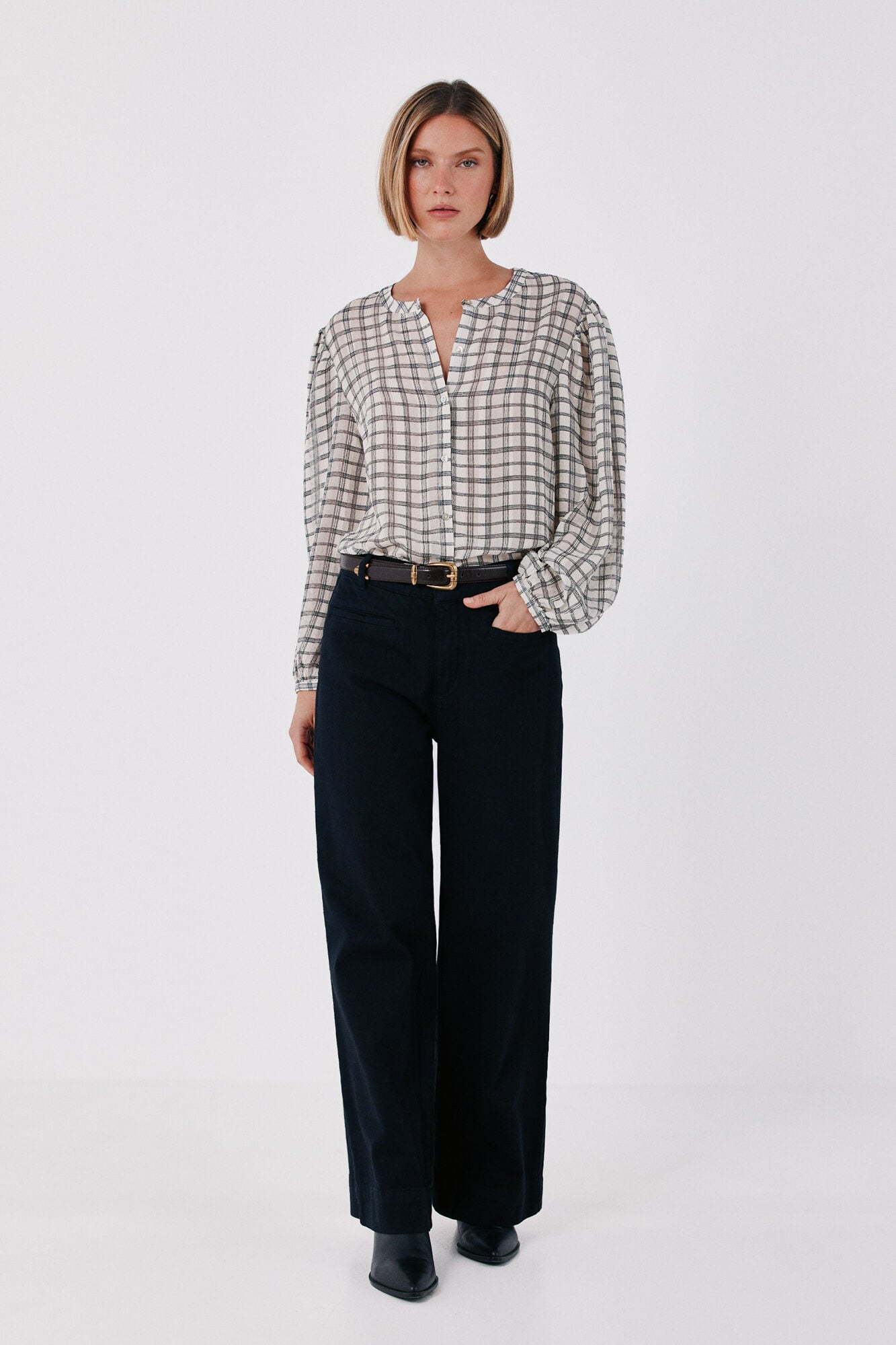Cortefiel Plaid print blouse