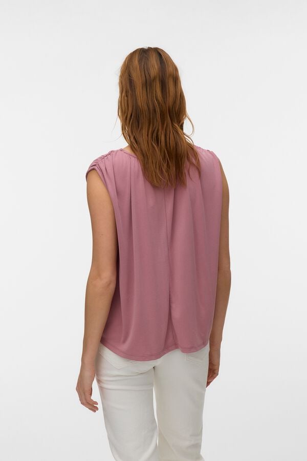 Vero Moda Top com folhos sem mangas Roxo