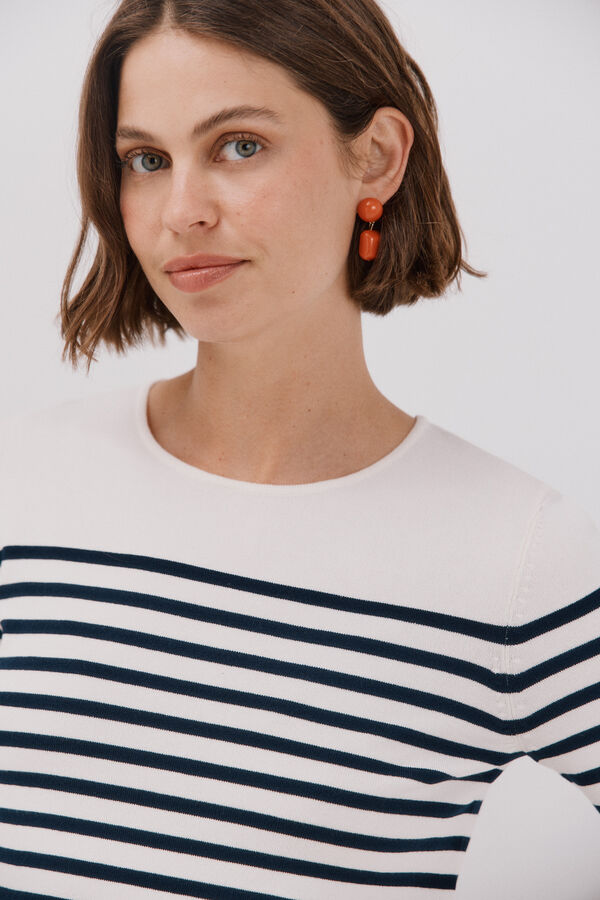 Cortefiel Short-sleeved jumper Ivory