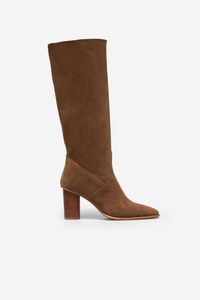 Cortefiel Split leather heeled boot Brown