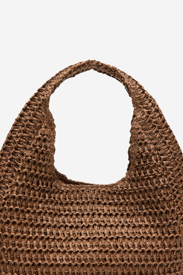 Cortefiel Braided hobo bag Dark brown