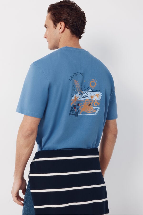 Cortefiel Graphic T-shirt Blue