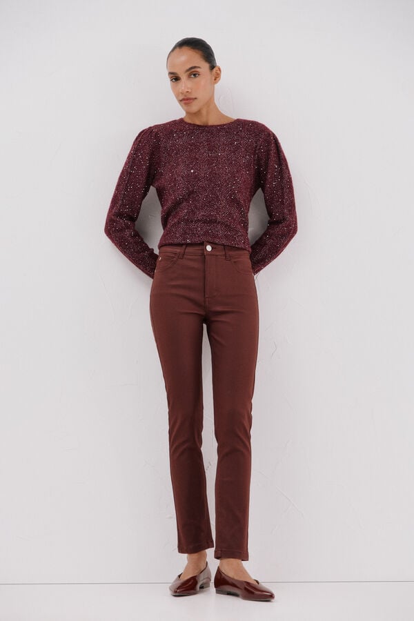 Cortefiel Sensational resin coated pants Maroon