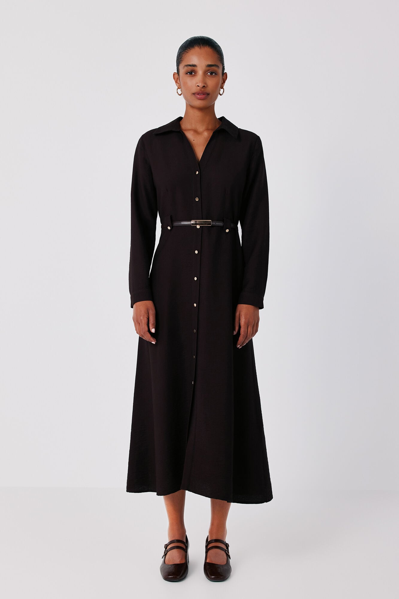 Cortefiel Midi shirt dress with belt