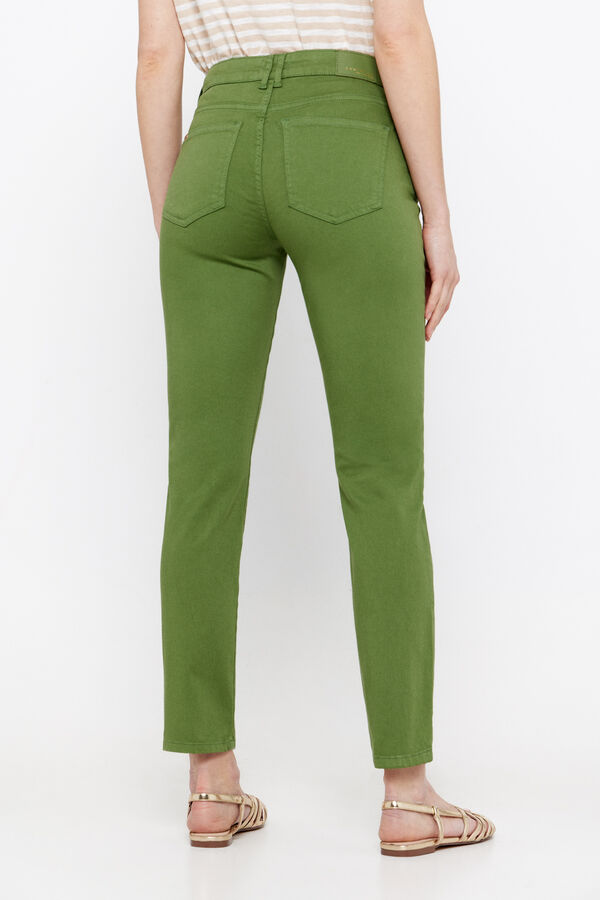 Cortefiel Coloured cropped-fit skinny trousers Kaki