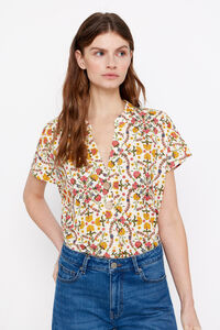 Cortefiel Blouse with dropped sleeves Printed white