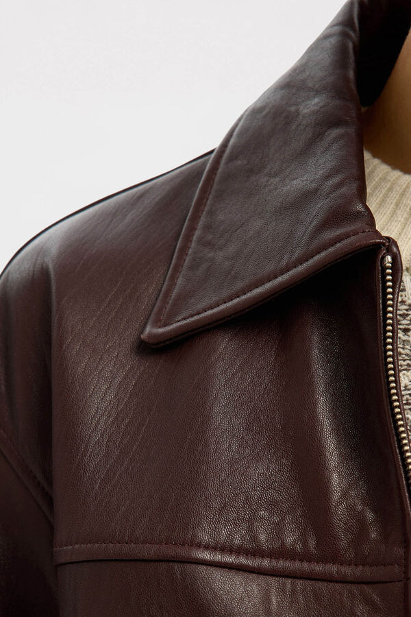 Selected Jaqueta 100% pele Castanho