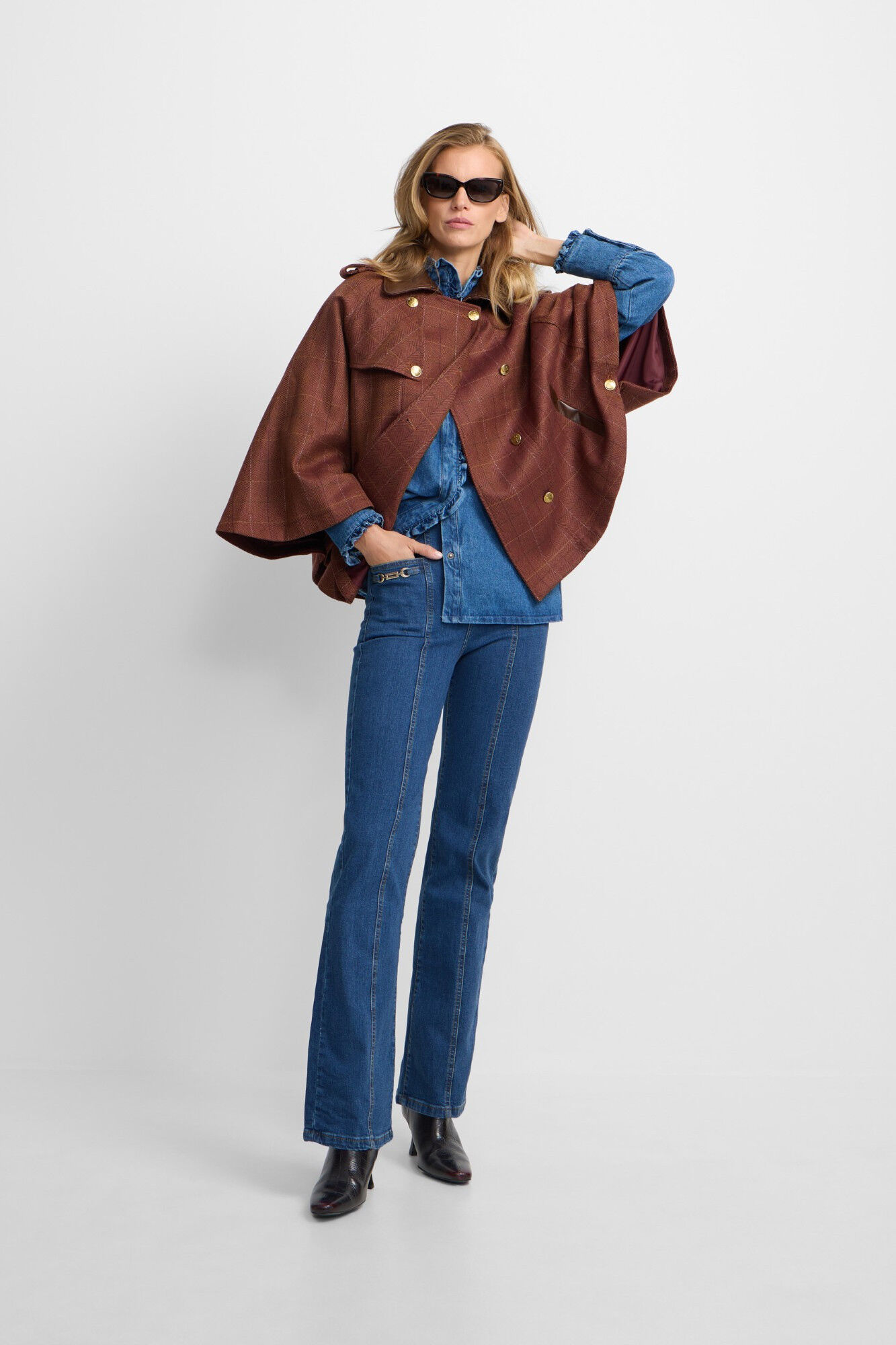 Silbon Camada com detalhes em couro xadrez