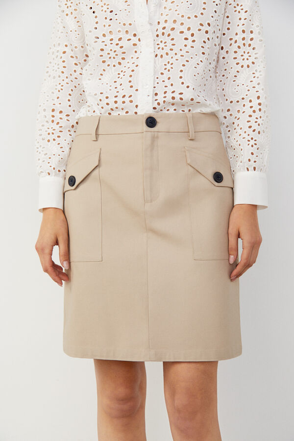 Cortefiel Short skirt with pockets Beige