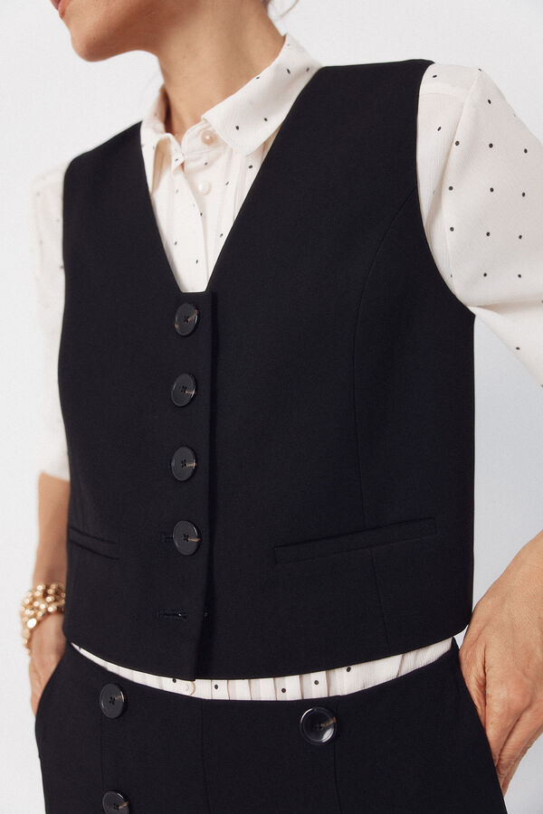 Cortefiel Waistcoat Black