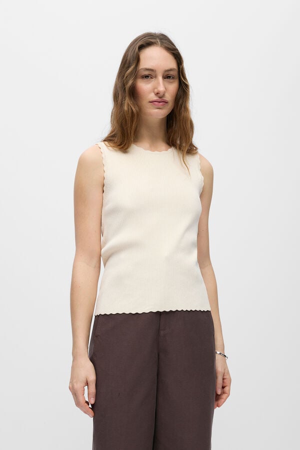 Object Sleeveless jersey-knit top Beige