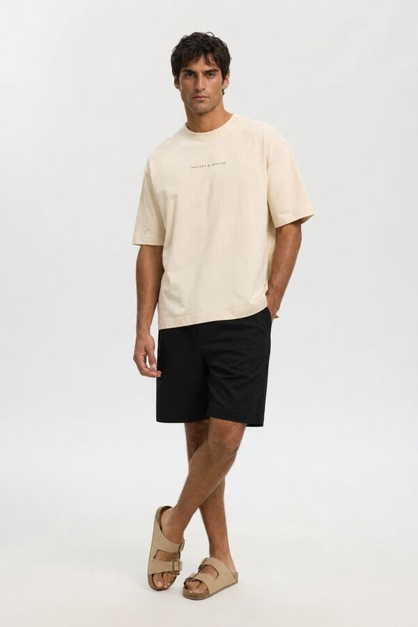 Selected T-shirt de manga curta relaxed Tostado