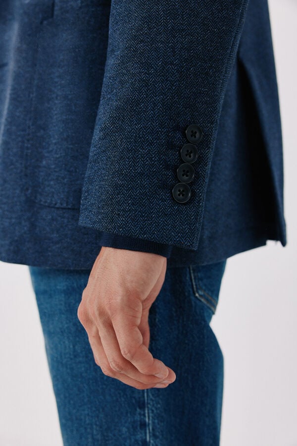 Cortefiel Blazer de malha espiga navy Azul