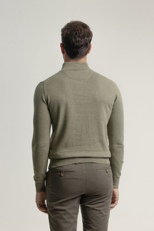 PuroEGO Suéter com fecho-éclair e gola falsa Verde