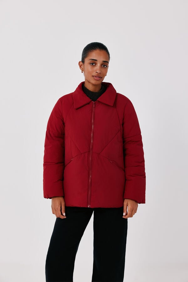 Cortefiel Puffer short anorak Red