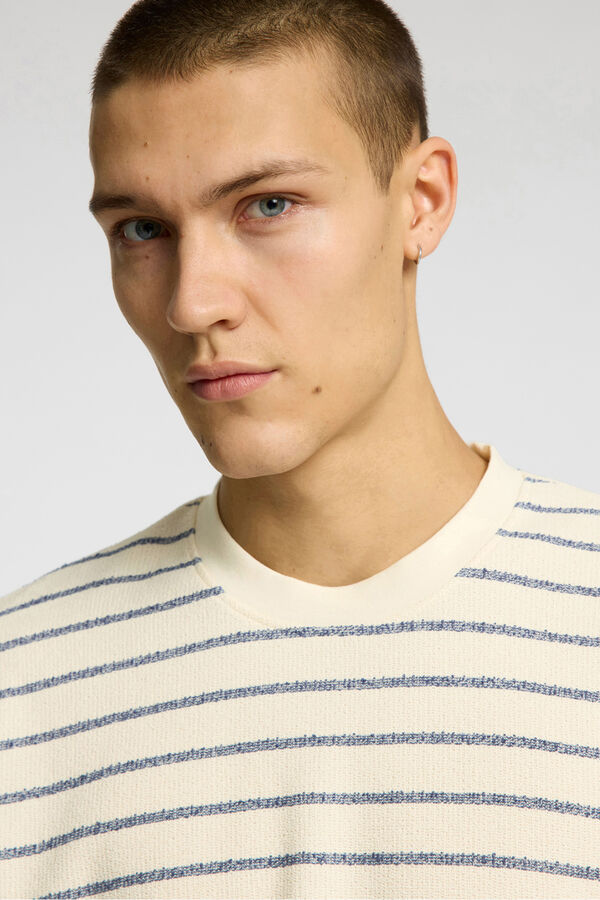 Selected Short sleeve striped jersey-style t-shirt Navy