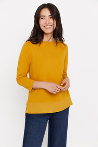 Cortefiel Combined boat neck T-shirt with shirt tails Yellow